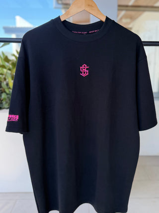 INNER CIRCLE TEE | BLACK / CORAL