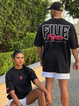 INNER CIRCLE TEE | BLACK / CORAL