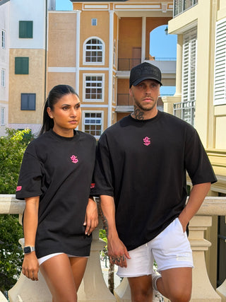 INNER CIRCLE TEE | BLACK / CORAL